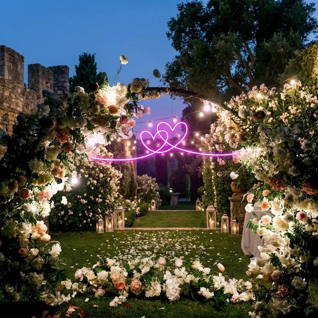Double Heart Led Neon Sign Light