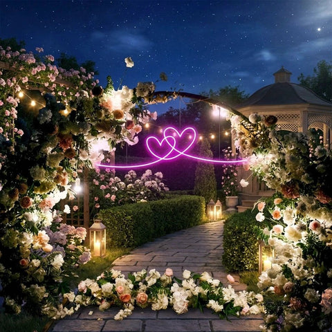 Double Heart Led Neon Sign Light