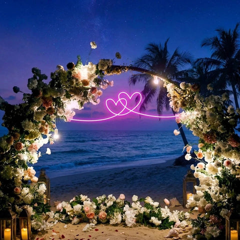 Double Heart Led Neon Sign Light