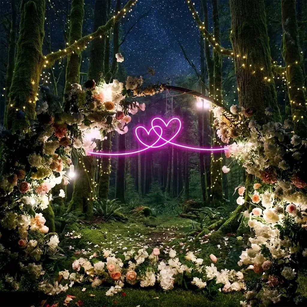 Double Heart Led Neon Sign Light