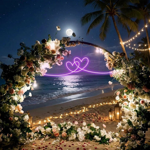 Double Heart Led Neon Sign Light