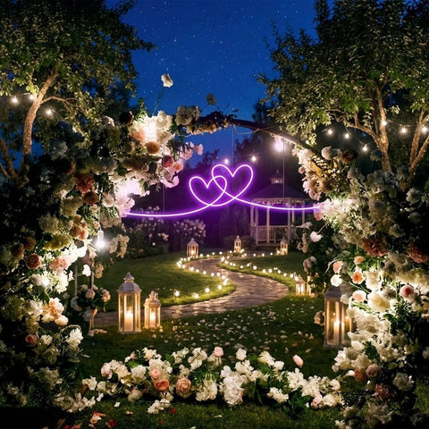 Double Heart Led Neon Sign Light
