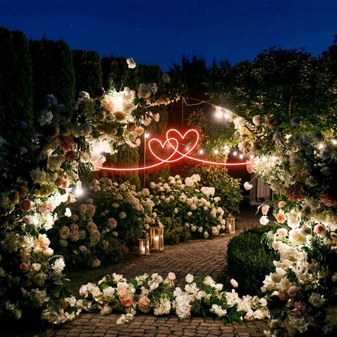 Double Heart Led Neon Sign Light