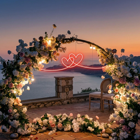 Double Heart Led Neon Sign Light