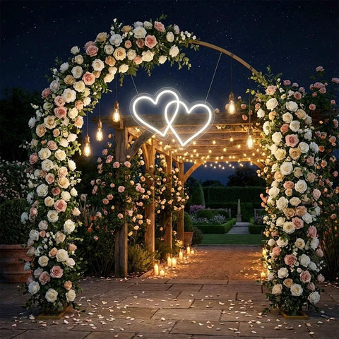 Double Heart Led Neon Sign Light