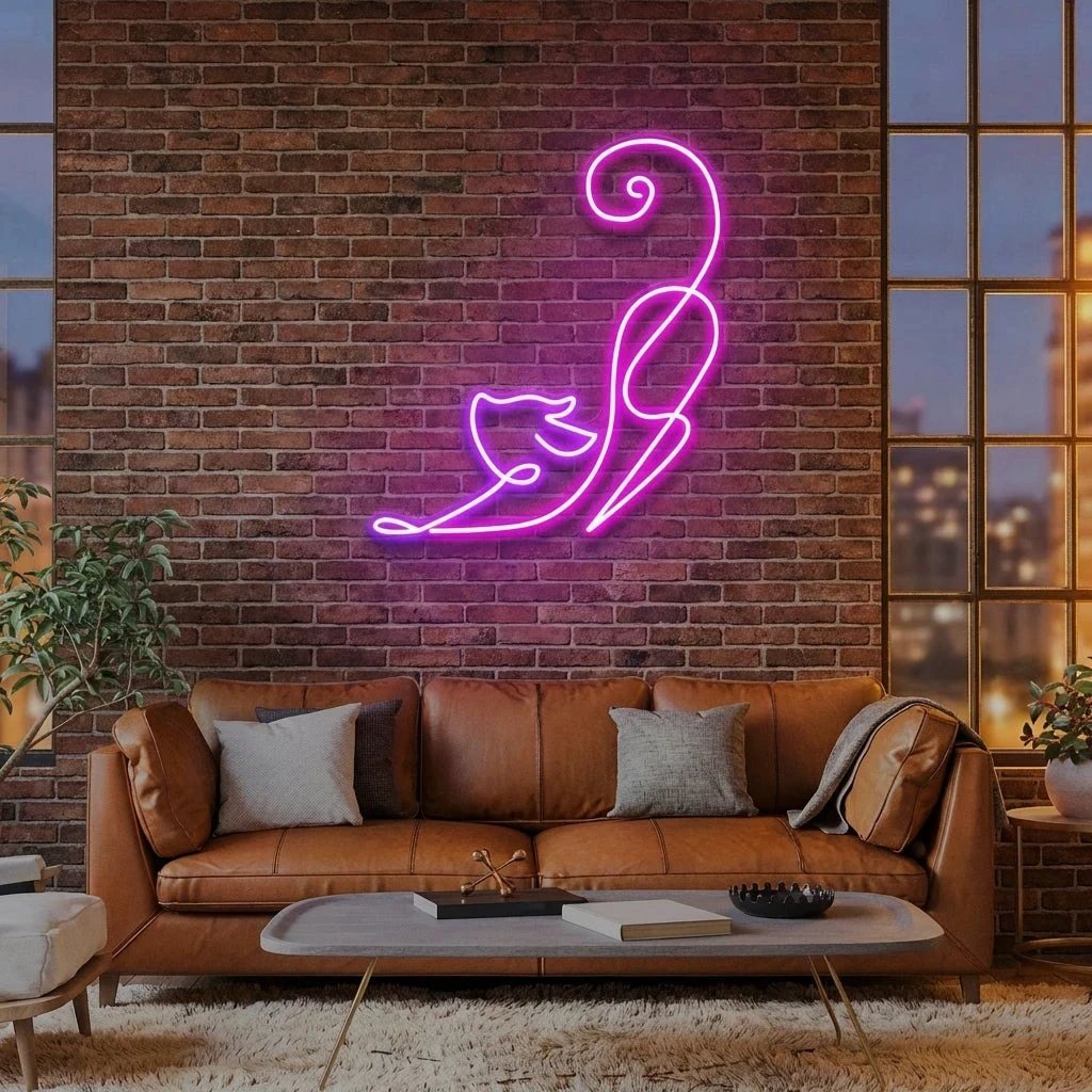 Downward Facing Cat Led Neon Sign Light
