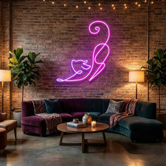 Downward Facing Cat Led Neon Sign Light