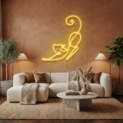 Downward Facing Cat Led Neon Sign Light
