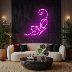 Downward Facing Cat Led Neon Sign Light