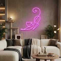 Downward Facing Cat Led Neon Sign Light