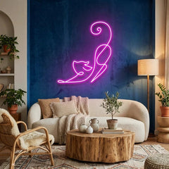 Downward Facing Cat Led Neon Sign Light