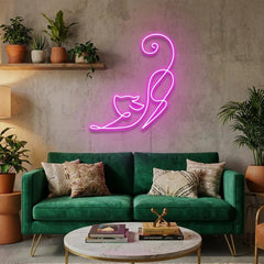 Downward Facing Cat Led Neon Sign Light