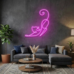 Downward Facing Cat Led Neon Sign Light