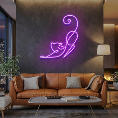 Downward Facing Cat Led Neon Sign Light