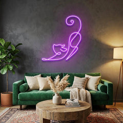 Downward Facing Cat Led Neon Sign Light