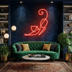 Downward Facing Cat Led Neon Sign Light