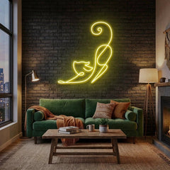 Downward Facing Cat Led Neon Sign Light