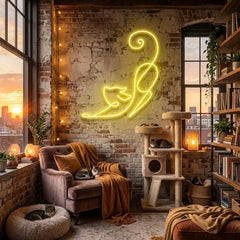 Downward Facing Cat Led Neon Sign Light