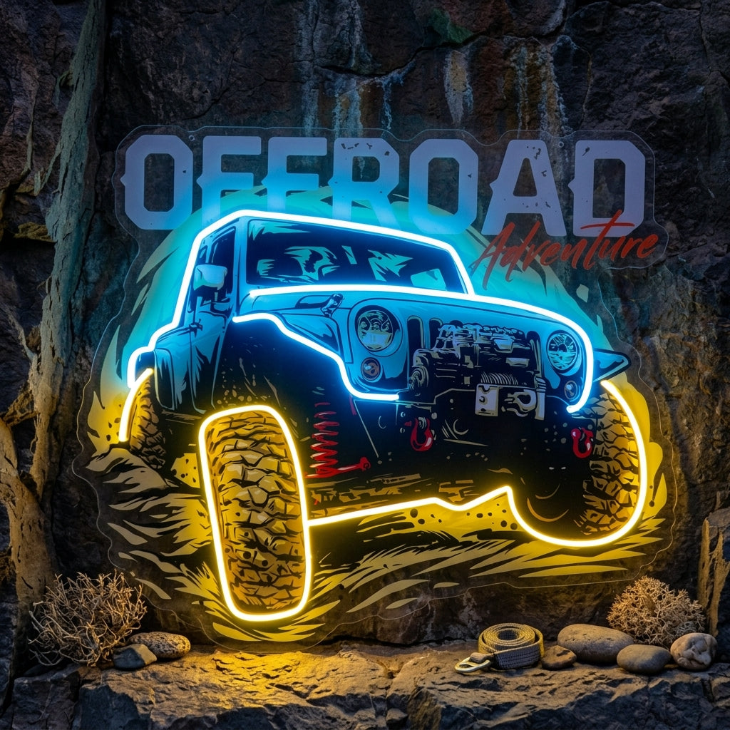 Offroad Adventure Dark Car LED Neon Sign Light Pop Art