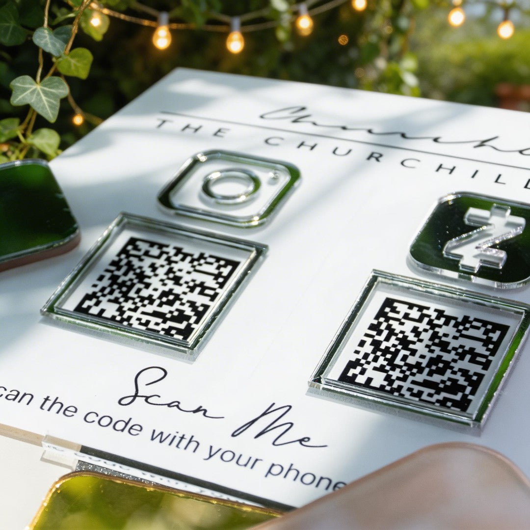 Custom Double QR Code Square Stand Layout B