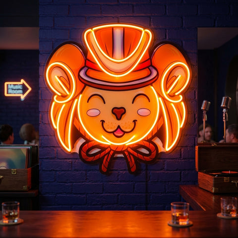 Cat Wearing Samurai Helmet LED Neon Sign Light Pop Art