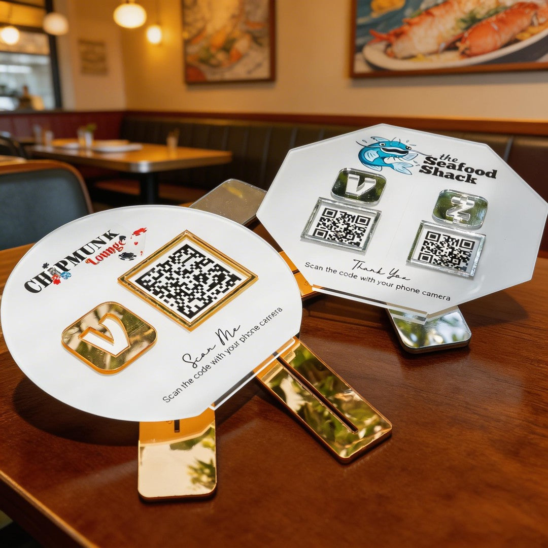 Custom Double QR Code Octagon Stand Layout A