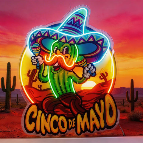 Cinco De Mayo Cactus LED Neon Sign Light Pop Art