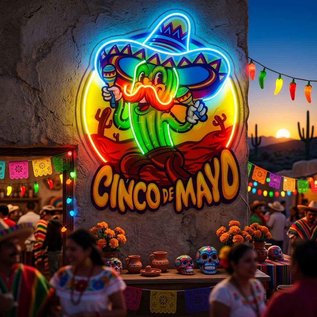Cinco De Mayo Cactus LED Neon Sign Light Pop Art