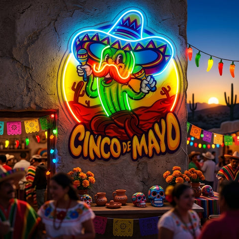 Cinco De Mayo Cactus LED Neon Sign Light Pop Art