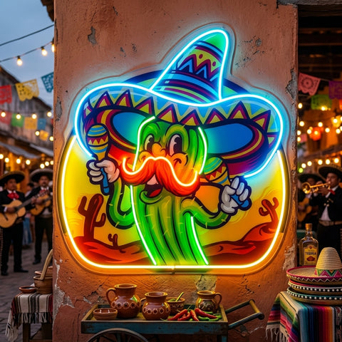 Cinco De Mayo Cactus LED Neon Sign Light Pop Art