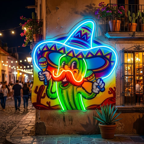 Cinco De Mayo Cactus LED Neon Sign Light Pop Art