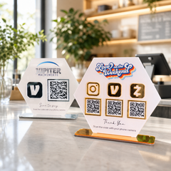 Custom Triple QR Code Hexagon Stand