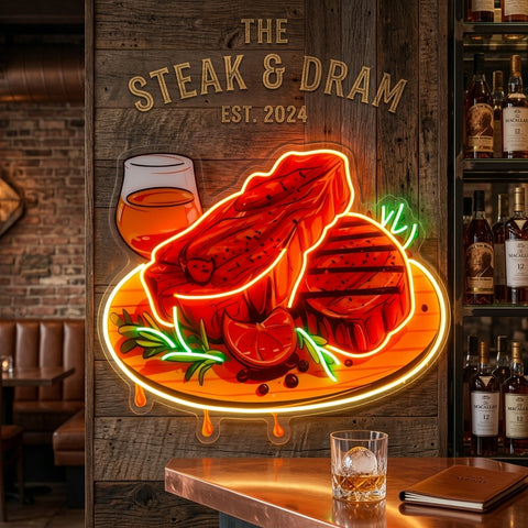 Grilled Meat Isolated LED Neon Sign Light Pop Art