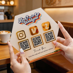 Custom Triple QR Code Hexagon Stand