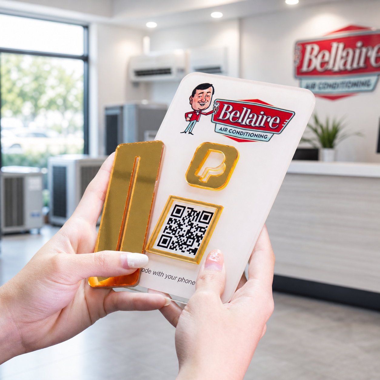 Custom Single QR Code Vertical Rectangle Stand Layout B