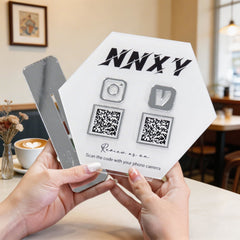 Custom Double QR Code Hexagon Stand Layout B
