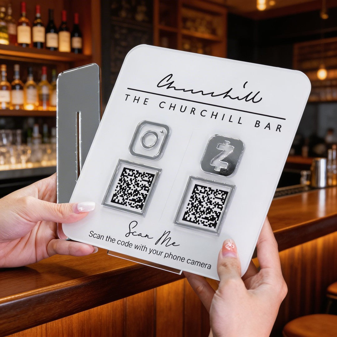 Custom Double QR Code Square Stand Layout B