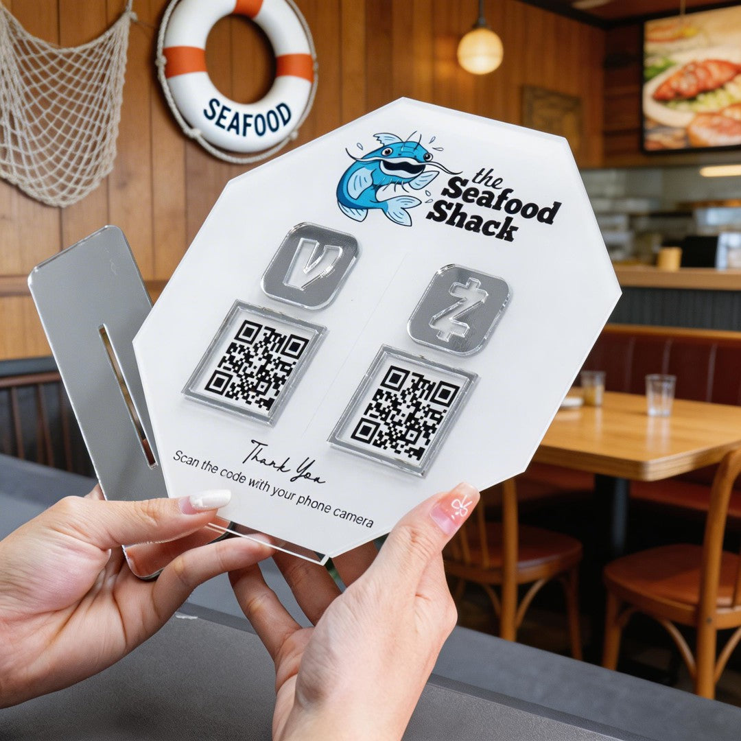 Custom Double QR Code Octagon Stand Layout A