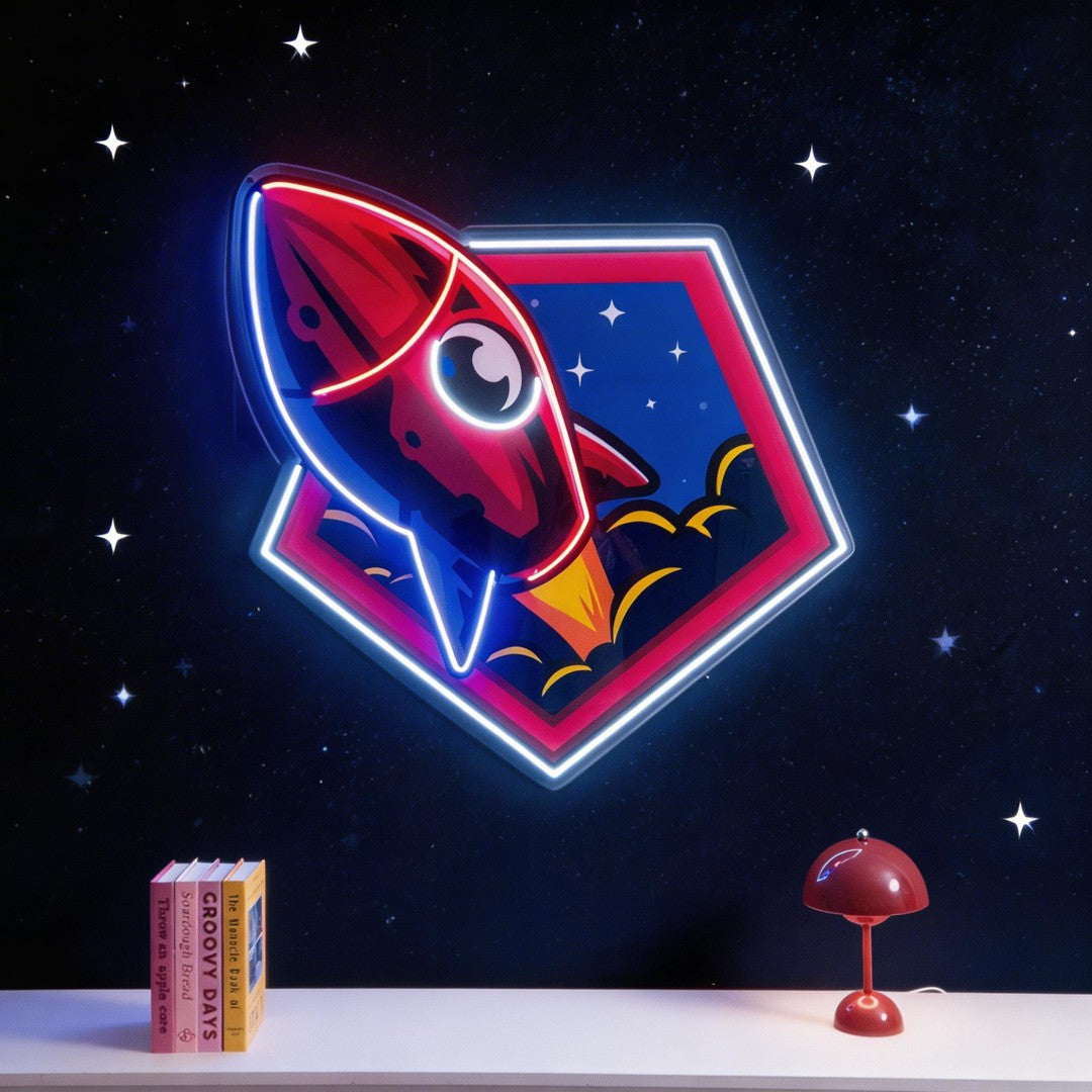 Rocket Space LED Neon Sign Light Pop Art