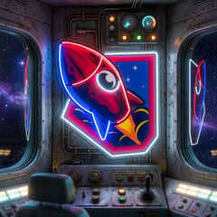 Rocket Space LED Neon Sign Light Pop Art