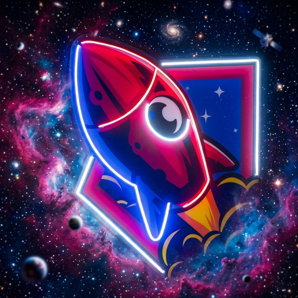 Rocket Space LED Neon Sign Light Pop Art