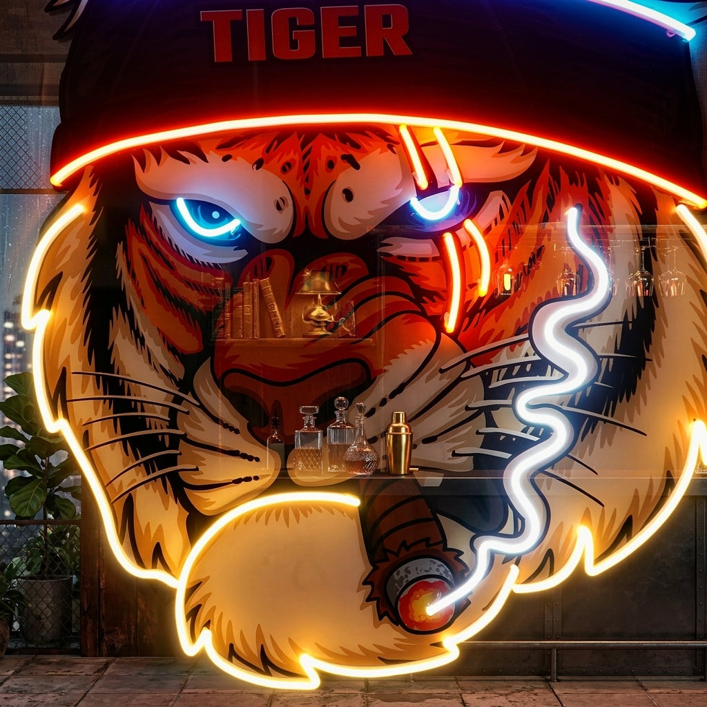 Tiger Smoking LED Neon Sign Light Pop Art