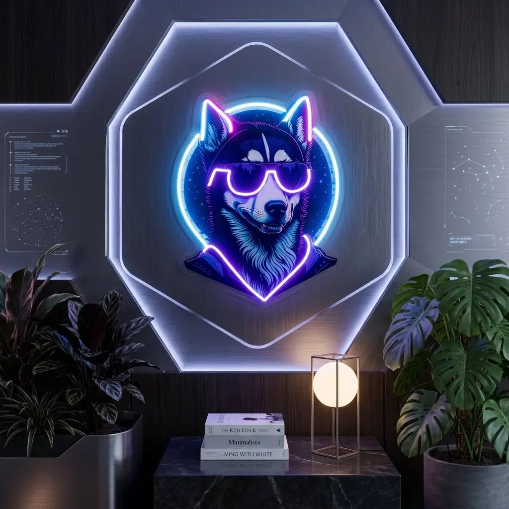 Cool Husky LED Neon Sign Light Pop Art