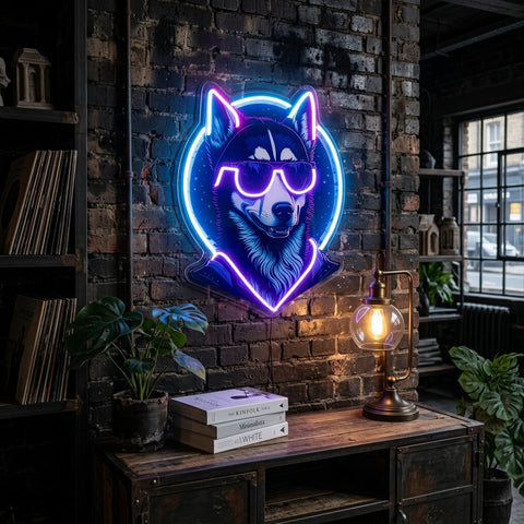 Cool Husky LED Neon Sign Light Pop Art