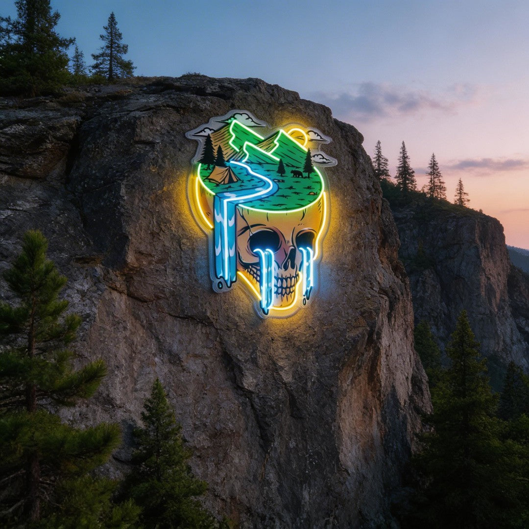 Mountain View Skull LED Neon Sign Light Pop Art