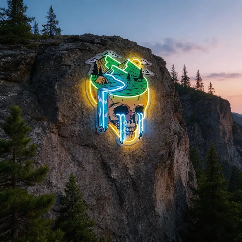 Mountain View Skull LED Neon Sign Light Pop Art
