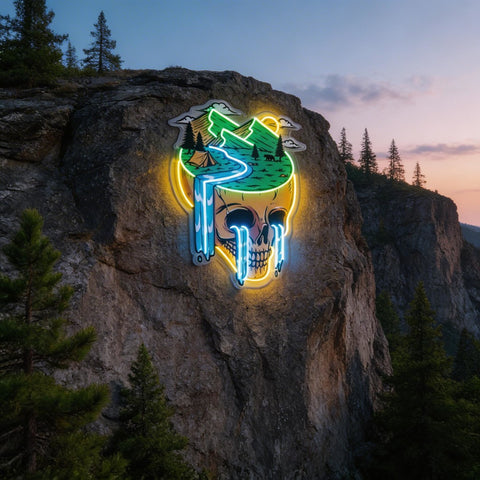 Mountain View Skull LED Neon Sign Light Pop Art