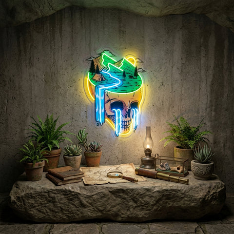 Mountain View Skull LED Neon Sign Light Pop Art