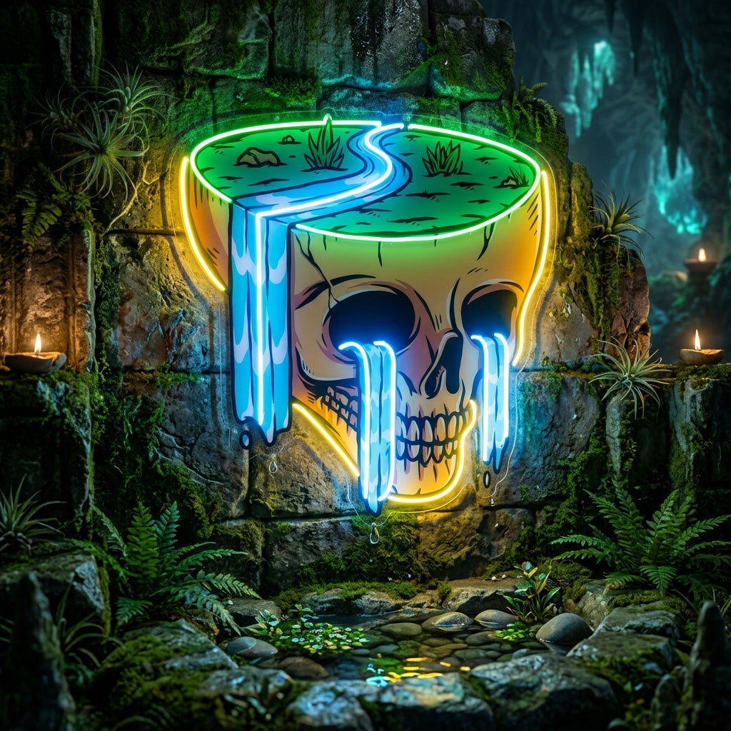 Mountain View Skull LED Neon Sign Light Pop Art