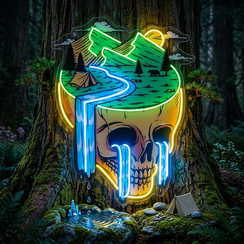 Mountain View Skull LED Neon Sign Light Pop Art